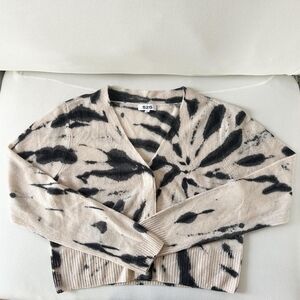 525 America Women's Tie-Dye Black and Cream Cardigan